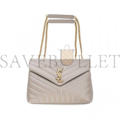 YSL SAINT LAURENT LOULOU GREYISH BROWN MEDIUM SHOULDER BAG IN QUILTED LEATHER 392288 (32*22*12cm)